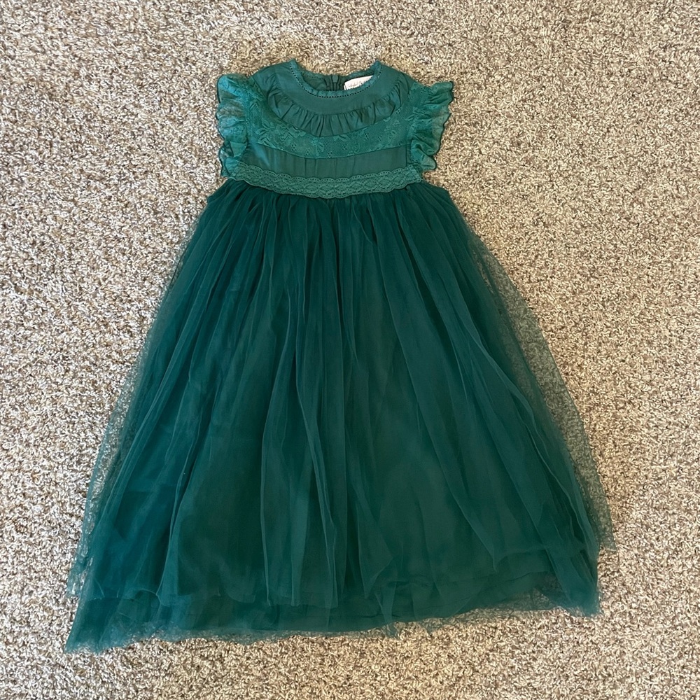 Dark green lace and tulle dress size 6/7